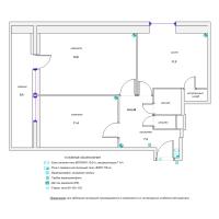 Схема монтажа охранной сигнализации и СКД двухкомнатной квартиры (эконом-вариант)